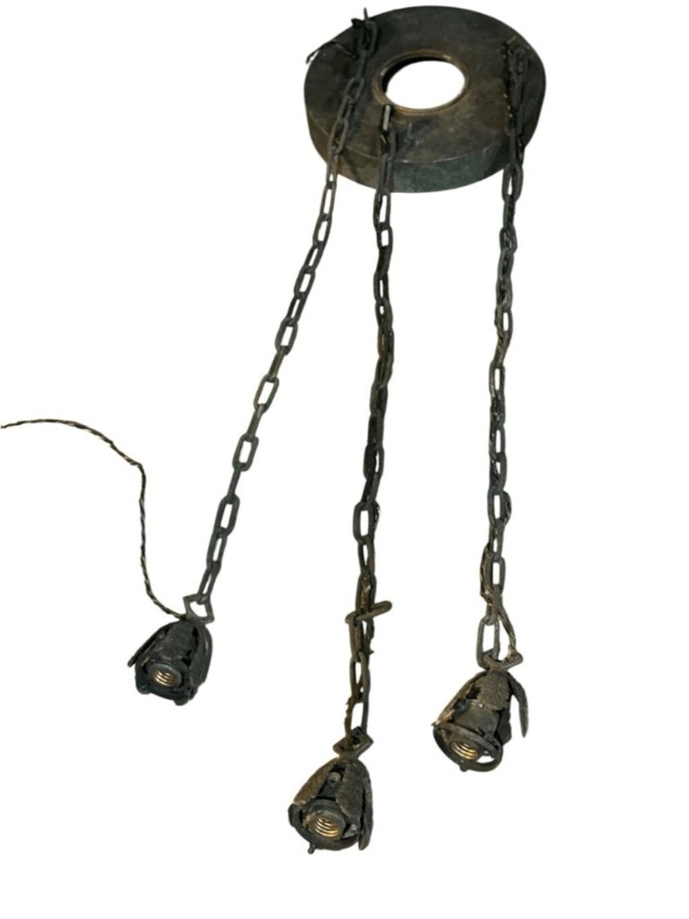 Antique Medieval Style Distressed Metal Chain Gothic Light Pendant to Restore